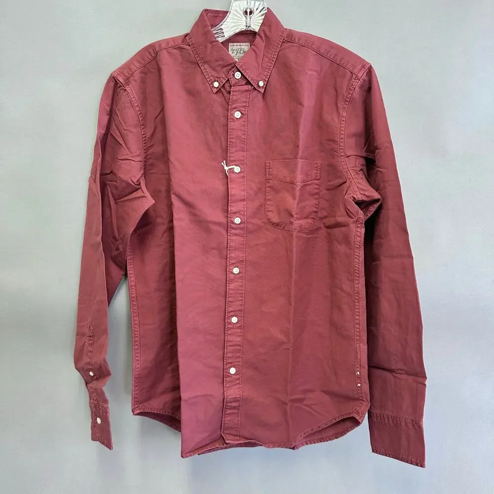 J Crew mens stretch Oxford cloth garment dye shirt faded burgundy size medium
